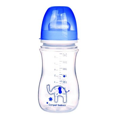 Canpol (Канпол) бутылочка PP EasyStart с широким горлышком антиколиковая с 3 месяцев Colourful animals синяя 240 мл